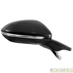 Retrovisor externo - Metagal - <b>Volkswagen Golf Variant Highline 1.4 TSi Tiptronic Flex 4P - G7 - importado de 2016 at 2018</b> - Golf 2015 em diante - eltrico com pisca - preto - lado do passageiro - cada (unidade) - RWYE12CE