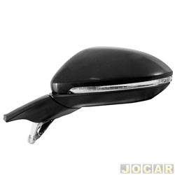 Retrovisor externo - Metagal - <b>Volkswagen Golf Variant Highline 1.4 TSi Tiptronic Flex 4P - G7 - importado de 2016 at 2018</b> - Golf 2015 em diante - eltrico com pisca retrtil - luz de cortesia - preto - lado do motorista - cada (unidade) - RWYE13CE