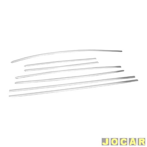 Friso lateral - Fusca 1959 até 1970 - 7 peças - largo - escovado - fixado com grampo - jogo