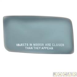 Lente do retrovisor sem base - Flabeg (Refil) - <b>Volkswagen Gol CL 1.6 de 1988 at 1990</b> - Gol 1988 at 1994 - Santana 1986 at 1990 - fixo (sem controle) - com escrita - azul - lado do passageiro - cada (unidade) - 1140