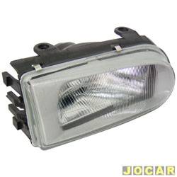 Farol principal - alternativo - Orgus - <b>Volkswagen Saveiro CL 1.6 Mi - Bola de 1998 at 2000</b> - Gol 1995 at 1999 - H4-encaixe Arteb-Mascara Cinza - lado do passageiro - cada (unidade) - FW-63LD A