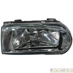Farol principal - alternativo - Orgus - <b>Volkswagen Gol CLi 1.8 2P - Bola de 1994 at 1996</b> - Gol 1995 at 1999 - H4 - encaixe Arteb - mscara cromada - lado do passageiro - cada (unidade) - FW-64LD A