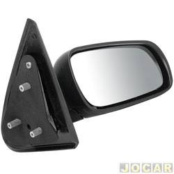 Retrovisor externo - Metagal - <b>Volkswagen Gol Plus 1.0 Mi Total Flex 2P - G4 de 2005 at 2009</b> - Gol 2000 at 2008 - 2 portas - fixo (sem controle) - preto - lado do passageiro - cada (unidade) - RWJE54FX