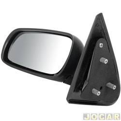 Retrovisor externo - Metagal - <b>Volkswagen Gol Plus 1.6 Mi Total Flex 2P - GIII de 2003 at 2004</b> - Gol 2000 at 2008 - 2 portas - fixo (sem controle) - preto - lado do motorista - cada (unidade) - RWJE55FX