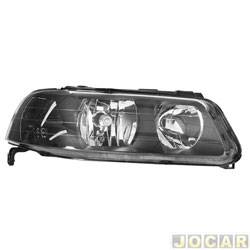 Farol principal - importado - <b>Volkswagen Gol Plus 1.0 Mi 2P - GIII de 2000 at 2003</b> - Gol 2000 at 2005 - H7/H1 - foco duplo - mascara preta - lado do passageiro - cada (unidade) - 153419