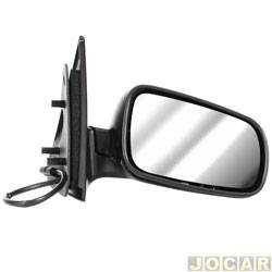 Retrovisor externo - SPJ - <b>Volkswagen Gol Plus 1.0 Mi Total Flex 2P - G4 de 2005 at 2009</b> - Gol 2000 at 2008 2 portas - eltrico - texturizado - preto - lado do passageiro - cada (unidade) - EB-866