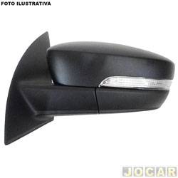 Retrovisor externo - SPJ - <b>Volkswagen Gol Connect 1.0 12V Flex 4P de 2015 at 2017</b> - Gol/Voyage G6 4 portas 2013 at 2022 - com controle - com pisca - lente maior - preto - lado do motorista - cada (unidade) - EB-911