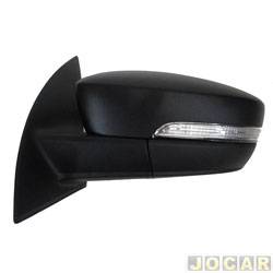 Retrovisor externo - alternativo - Cofran - <b>Volkswagen Voyage Trendline 1.0 12V Flex 4P de 2016 at 2018</b> - Gol/Voyage 2013 at 2022 - eltrico - com pisca - lente maior - preto - lado do motorista - cada (unidade) - 1525.0