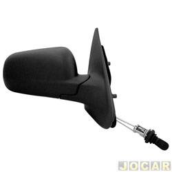 Retrovisor externo - importado - <b>Volkswagen Saveiro Crossover 1.8 Mi Total Flex - G4 de 2005 at 2008</b> - Gol/Parati/Saveiro 2000 at 2008 - 4 portas - com controle - preto - lado do passageiro - cada (unidade) - VM198R