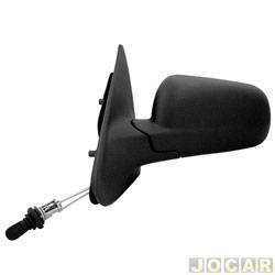 Retrovisor externo - importado - <b>Volkswagen Saveiro Crossover 1.8 Mi Total Flex - G4 de 2005 at 2008</b> - Gol/Parati/Saveiro 2000 at 2008 - 4 portas - com controle - preto - lado do motorista - cada (unidade) - VM198L