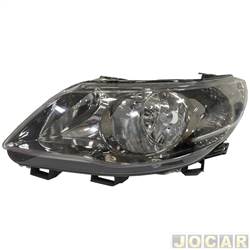Farol principal - importado - <b>Volkswagen Saveiro Cabine Simples 1.6 8V Total Flex - G5 de 2009 at 2013</b> - Gol 2009 at 2012 - H7/H1 - foco duplo - cromo onix - lado do motorista - cada (unidade) - 154255