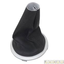Coifa da alavanca de cmbio - alternativo - <b>Volkswagen Gol Power 1.6 8V Total Flex 4P - G5 de 2008 at 2012</b> - Gol GV 2009 em diante - anel cinza - napa preta - cada (unidade)