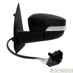 Retrovisor externo - SPJ - <b>Volkswagen Gol Trendline 1.6 8V I-Motion Total Flex 2P de 2014 at 2015</b> - Saveiro 2013 em diante - Gol 2 portas 2013 at 2015 - eltrico - convexo - com pisca - preto - lado do motorista - cada (unidade) - EB1009