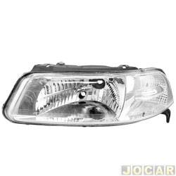 Farol principal - TYC - <b>Volkswagen Gol Power 1.6 Mi Total Flex 4P - GIII de 2003 at 2005</b> - Gol 2000 at 2005 - H4 foco cromado sem chapu - lado do motorista - cada (unidade) - 15039