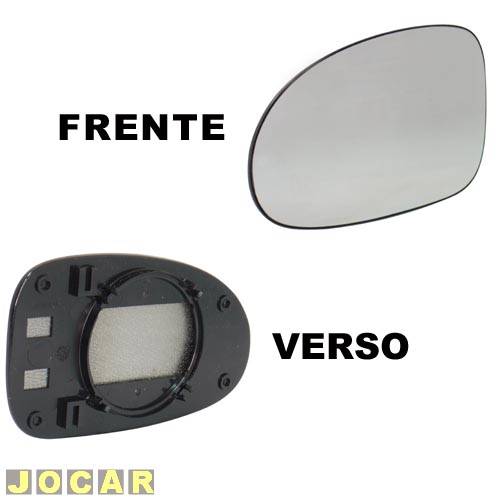 Lente do retrovisor com base - Metagal - Gol 1995 até 1999 - prata - lado do motorista - cada (unidade) - S .20.B91.38 / RWBM91