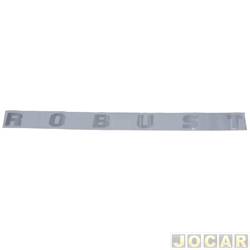 Letreiro - alternativo - <b>Volkswagen Saveiro Cabine Simples Robust 1.6 8V Flex de 2016 em diante</b> - Saveiro 2017 em diante - Robust tampa traseira - prata - cada (unidade)