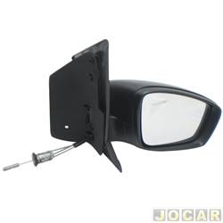 Retrovisor externo - Metagal - <b>Volkswagen Fox 1.6 8V I-Motion Total Flex 4P de 2009 at 2014</b> - Fox 2010 at 2014 - com controle manual - texturizado - preto - lado do passageiro - cada (unidade) - RWTE42CR