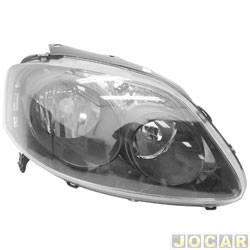 Farol principal - importado - <b>Volkswagen CrossFox 1.6 8V SP Total Flex 4P de 2006 at 2007</b> - Fox/SpaceFox/CrossFox 2005 at 2010 - foco duplo mscara negra - H1/H7 - lado do passageiro - cada (unidade) - 191589