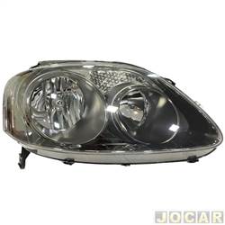 Farol principal - Magneti Marelli - <b>Volkswagen Fox 1.0 8V Plus Total Flex 4P de 2008 at 2010</b> - Fox/SpaceFox/CrossFox 2008 at 2010 - foco duplo - cromo nix - lado do passageiro - cada (unidade) - IMM0512024