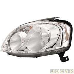 Farol principal - TYC - <b>Volkswagen Fox 1.0 8V Plus Total Flex 2P de 2003 at 2010</b> - Fox/SpaceFox/CrossFox 2005 at 2010 - foco duplo - lmpada H4 - lado do motorista - cada (unidade) - 14757
