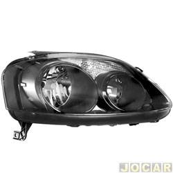 Farol principal - TYC - <b>Volkswagen Fox 1.0 8V Plus Total Flex 4P de 2004 at 2010</b> - Fox 2005 at 2010 - foco duplo - mascara negra - lado do passageiro - cada (unidade) - 15142