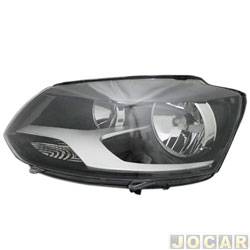 Farol principal - TYC - <b>Volkswagen Fox 1.6 8V I-Motion Total Flex 4P de 2009 at 2014</b> - Fox/SpaceFox/CrossFox 2010 at 2014 - foco duplo - mscara negra - lado do motorista - cada (unidade) - 18427