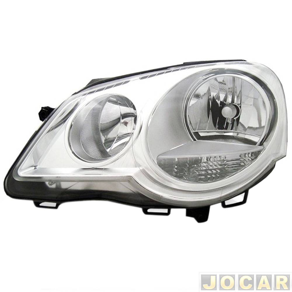 Farol principal - TYC - Polo 2007 em diante - máscara cromada - elétrico com motor - lado do motorista - cada (unidade) - 14755