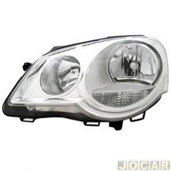 Farol principal - TYC - <b>Volkswagen Polo Hatch 1.6 Mi 8V I-Motion Total Flex 4P de 2009 at 2014</b> - Polo 2007 em diante - mscara cromada - lado do motorista - cada (unidade) - 192028