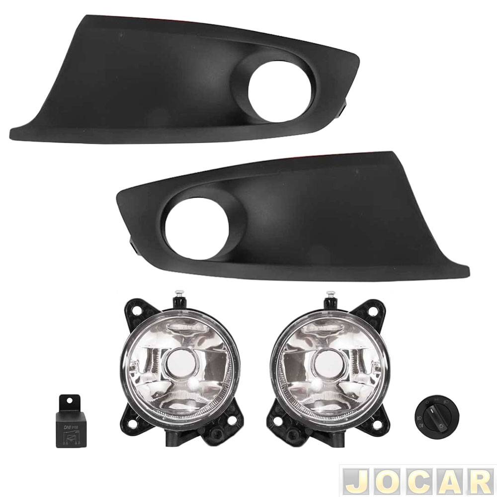 Kit de farol de milha - importado - Fox 2013 até 2014 - com grade aro preto - jogo - 25878