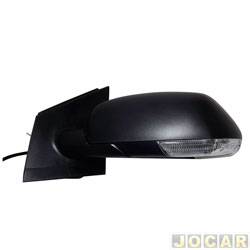 Retrovisor externo - SPJ - <b>Volkswagen Polo Hatch 1.6 Mi 8V Total Flex 4P de 2010 at 2014</b> - Polo 2010 em diante - com controle manual - com pisca - preto - lado do motorista - cada (unidade) - EB631