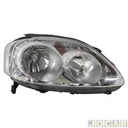 Farol principal - Orgus - <b>Volkswagen Fox 1.6 8V Route Total Flex 2P de 2008 at 2010</b> - Fox/SpaceFox/CrossFox 2008 at 2010 - foco duplo - H7/H3 - lado do passageiro - cada (unidade) - FW-444LD