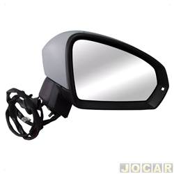 Retrovisor externo - Metagal - <b>Volkswagen Taos Launching Edition 250 TSI 1.4 turbo AT6 flex 4p de 2021 em diante</b> - Taos 2021 em diante - elt/pisca/Fold-way/Tilt-down/luz de solo/aquec/ponto cego - para pintar - lado do passageiro - cada (unidade) - RWZE92CE