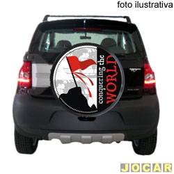 Capa de estepe - Maxine - <b>Volkswagen CrossFox 1.6 8V Total Flex 4P de 2005 at 2010</b> - CrossFox - conquering the WORLD - bandeira vermelha - cada (unidade) - 0037