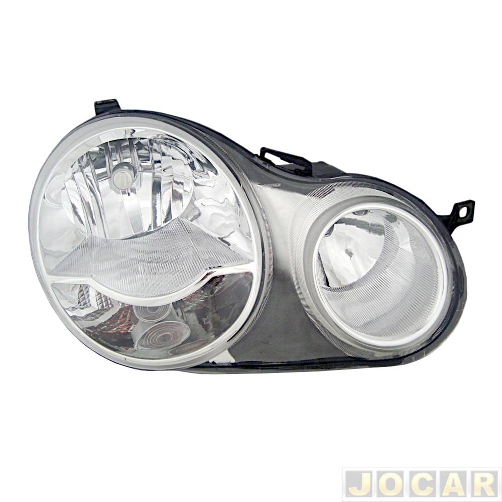 Farol principal - alternativo - Orgus - Polo 2003 até 2006 - para motor H7/H1 - máscara cromada - lado do passageiro - cada (unidade) - FW-358LD