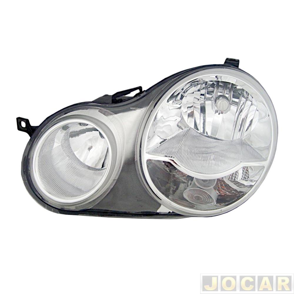 Farol principal - alternativo - Orgus - Polo 2003 até 2006 - para motor H7/H1 - máscara cromada - lado do motorista - cada (unidade) - FW-358LE