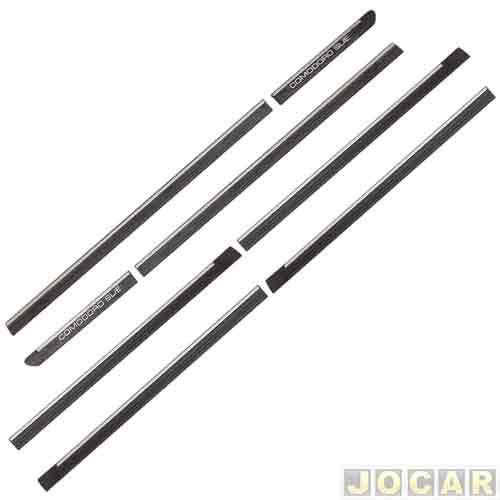Friso lateral - Opala Comodoro SL/E 1985 até 1992 - 4 portas - para grampo - MIX1148G - preto - jogo