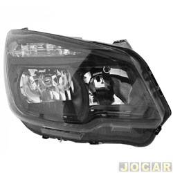 Farol principal - importado - <b>Chevrolet S10 Cabine Simples LS 4X2 2.4 8V Flexpower de 2012 at 2016</b> - S10 2012 at 2016 - mscara negra  - lado do passageiro - cada (unidade) - ZN14142176
