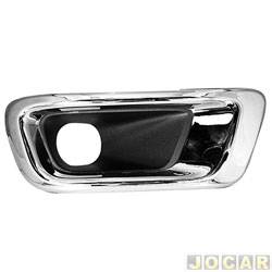Grade (moldura) lateral do para-choque - importado - <b>Chevrolet S10 Cabine Simples LS 4X2 2.4 8V Flexpower de 2012 at 2016</b> - S10 2012 at 2016 - com furo auxiliar-moldura cromada - dianteiro - lado do passageiro - cada (unidade) - 29938