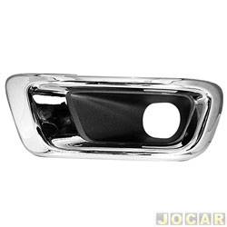 Grade (moldura) lateral do para-choque - importado - <b>Chevrolet S10 Cabine Simples LS 4X2 2.4 8V Flexpower de 2012 at 2016</b> - S10 2012 at 2016 - com furo auxiliar-moldura cromada - dianteiro - lado do motorista - cada (unidade) - 29939