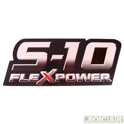 Letreiro - alternativo - Chevrolet S10 Cabine Simples Colina 4X2 2.4 8V Flexpower de 2007 at 2010 - S10 2009 at 2011 - "S-10 Flexpower" - com "X" vermelho - rosa - cada (unidade)