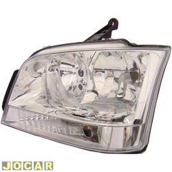 Farol principal - F2J Lighting (antiga Valeo) - <b>Chevrolet Blazer Advantage 4X2 2.4 8V Flexpower de 2007 at 2011</b> - S10/Blazer 2001 at 2011 - pisca cristal (branco) - lado do motorista - cada (unidade) - LI000141