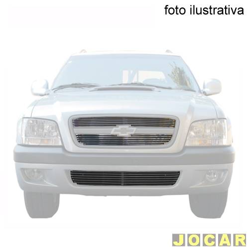 Aplique da grade - BMJ - S10/Blazer 2006 até 2008 - 3 peças - filetes horizontais e aplique no pára-choque - cromado - dianteiro - jogo - 28.1 / 030