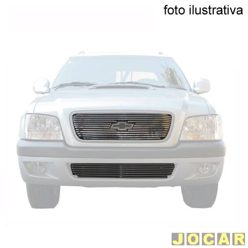 Aplique da grade - BMJ - Chevrolet S10/Blazer 2006 até 2008 - 2 peças - filetes horizontais e aplique no pára-choque - cromado - dianteiro - jogo -...