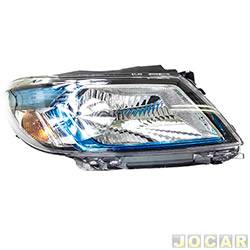 Farol principal - Original Chevrolet - Chevrolet Onix Hatch Effect 1.4 8V SPE/4 cmbio manual Flex 4P de 2014 at 2016 - Onix 2012 at 2016 - com moldura colorida - lado do passageiro - cada (unidade) - 94.7439.96