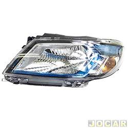 Farol principal - importado - <b>Chevrolet Onix Hatch Effect 1.4 8V SPE/4 cmbio manual Flex 4P de 2014 at 2016</b> - Onix 2012 at 2016 - mscara azul - lado do motorista - cada (unidade) - 20983