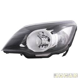 Farol principal - TYC - <b>Chevrolet Agile LT 1.4 8V Econo.flex de 2009 at 2013</b> - Agile 2009 at 2013 - Montana 2010 at 2021 - mscara negra - lado do motorista - cada (unidade) - 21197