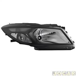 Farol principal - TYC - <b>Chevrolet Onix Hatch Effect 1.4 8V SPE/4 cmbio manual Flex 4P de 2014 at 2016</b> - Onix 2012 at 2016 - Prisma 2013 at 2016 - mscara negra - lado do passageiro - cada (unidade) - 26688