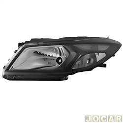Farol principal - TYC - <b>Chevrolet Onix Hatch Effect 1.4 8V SPE/4 cmbio manual Flex 4P de 2014 at 2016</b> - Onix 2012 at 2016 - Prisma 2013 at 2016 - mscara negra - lado do motorista - cada (unidade) - 26689