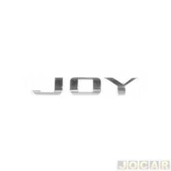 Letreiro - alternativo - <b>Chevrolet Onix Hatch Joy 1.0 8V cmbio manual Econo.Flex 4P de 2016 at 2019</b> - Onix/Prisma 2017 at 2022 - JOY - cromado - cada (unidade)