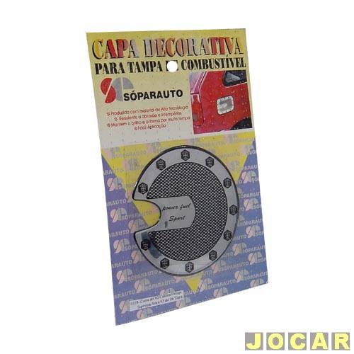 Aplique da tampa tanque combustível - Corsa 1996 até 2002 - Omega 1992 até 1998 - Astra 1995 - Sóparauto - preto e cromado - autoadesivo - cada (un...
